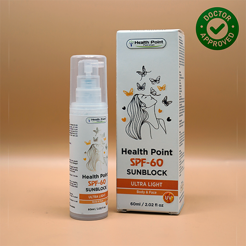 Best Sunblock in Pakistan – Health Point SPF 60 PA++++ | #1 UVA/UVB Protection for Face & Body | Non-Greasy, Water-Resistant | Made for Pakistani Skin