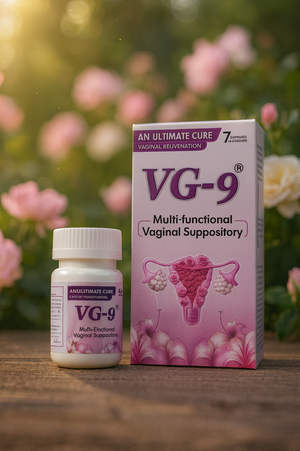 VG9 natural feminine care suppository supporting pH balance, freshness and intimate confidenc