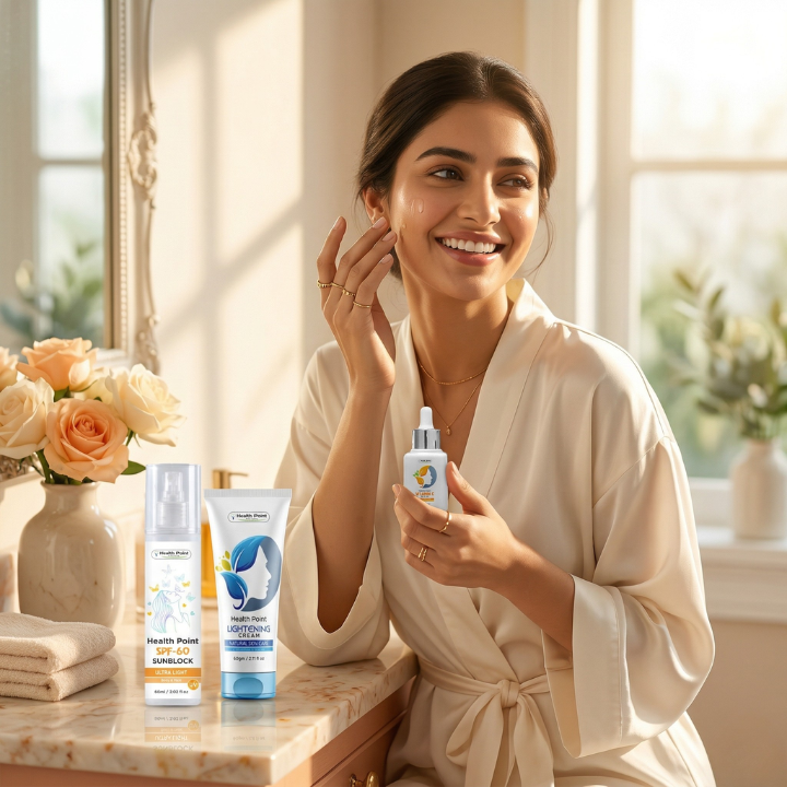 Lifestyle image for Health Point brightening skincare bundle in Pakistan