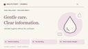 Water and soft-towel illustrations introducing gentle external intimate hygiene