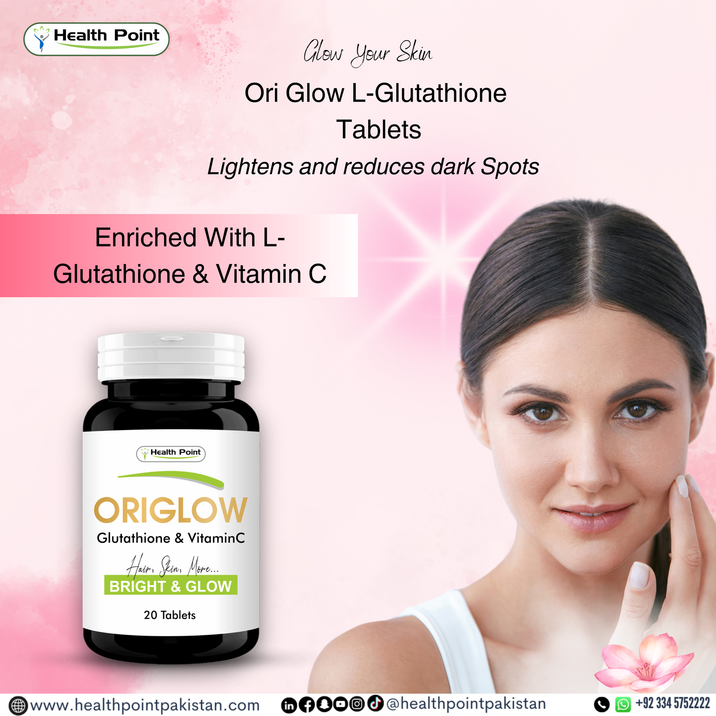 Origlow Tablets – Best Glutathione Supplement with Vitamin C for Skin Whitening in Pakistan