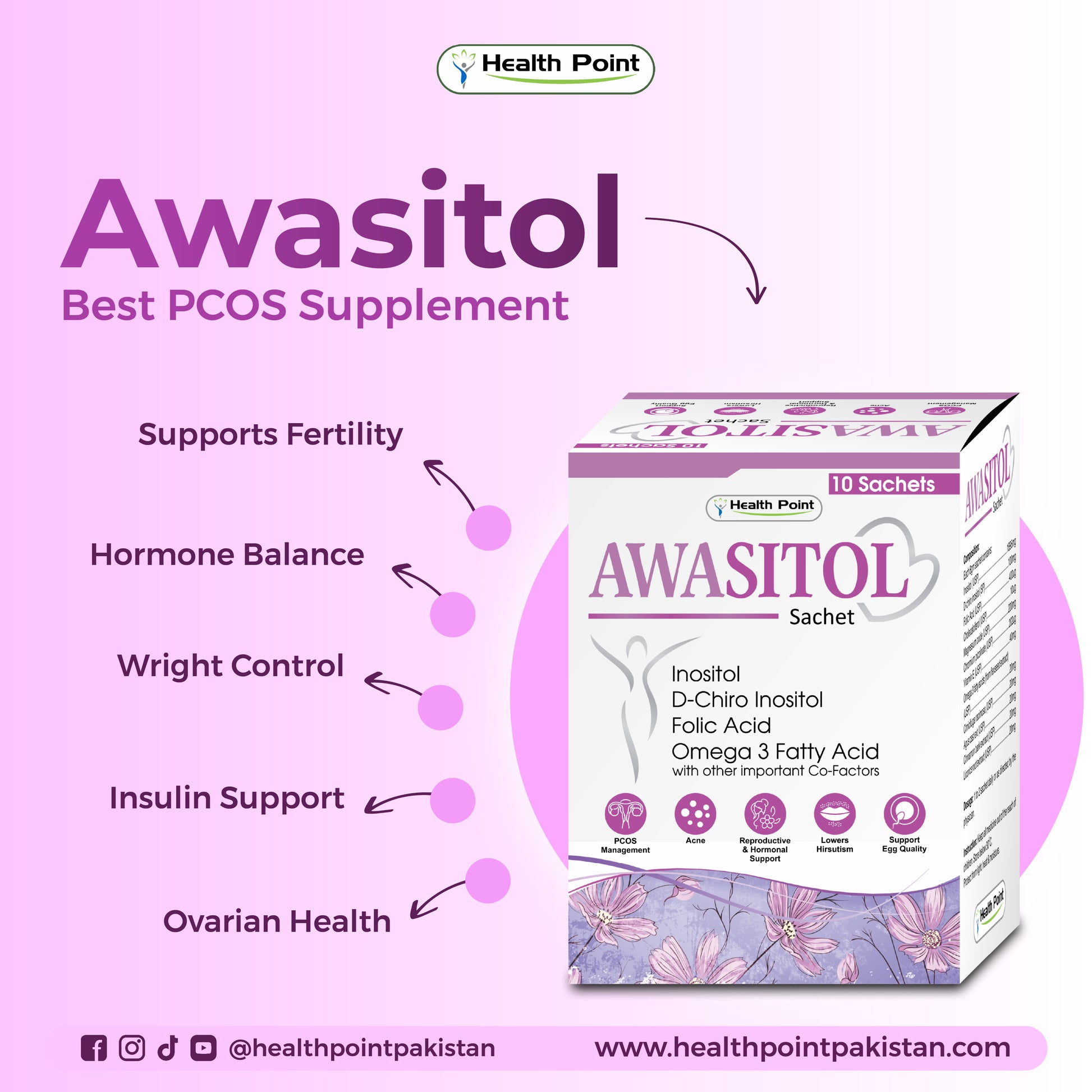 Awasitol sachet PCOS supplement in Pakistan supporting fertility, hormone balance and ovarian health