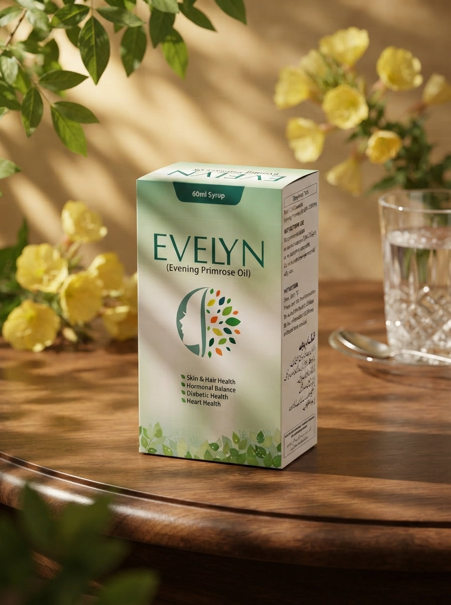 Evelyn SYP | Best Evening Primrose Oil Supplement in Pakistan – 100% Pure Cold-Pressed EPO for Hormonal Balance, Skin & Hair – Halal-Certified
