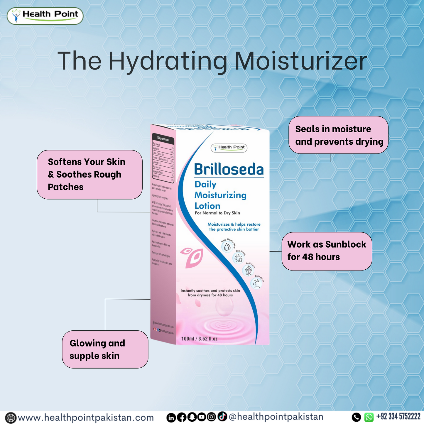 Brilloseda Moisturizer Lotion – Best Hydrating Lotion in Pakistan for All Skin Types