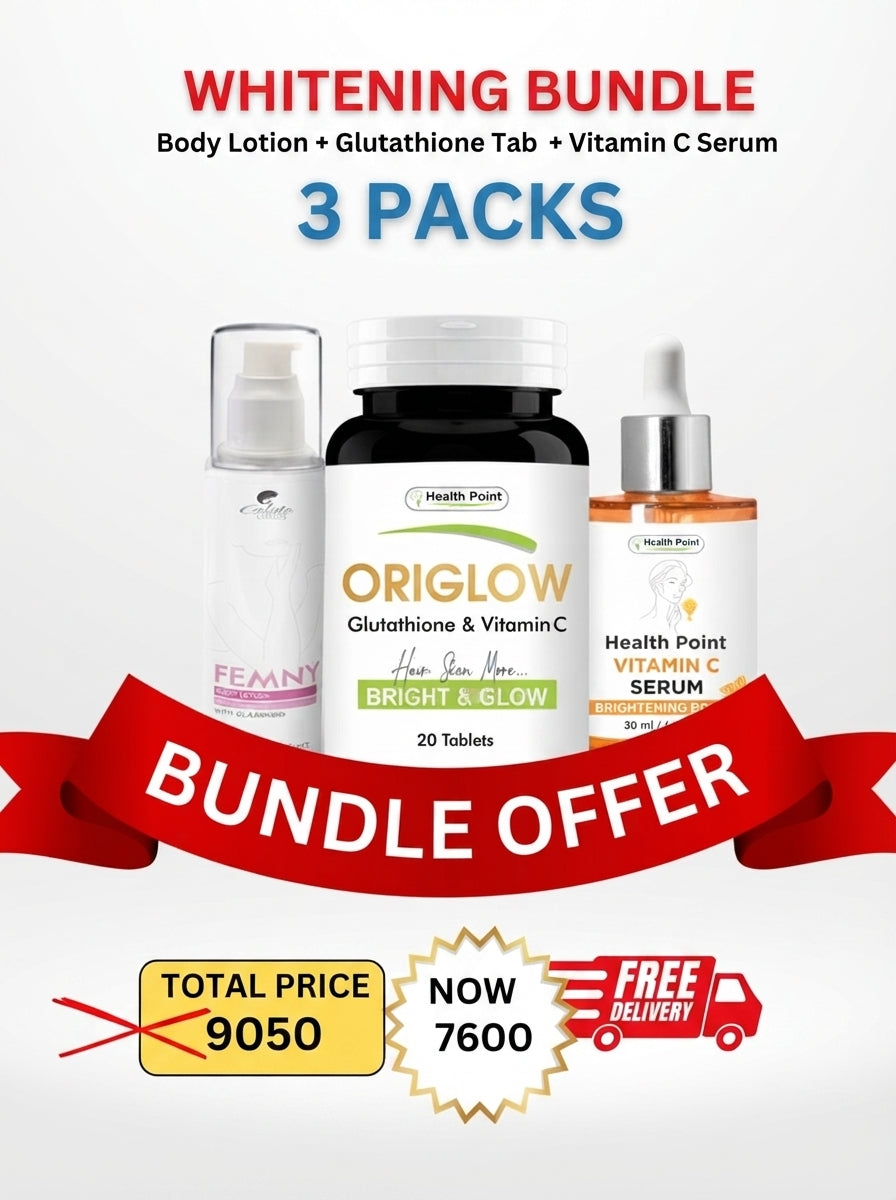 Best whitening bundle in Pakistan – glutathione tablets, vitamin C serum and body lotion