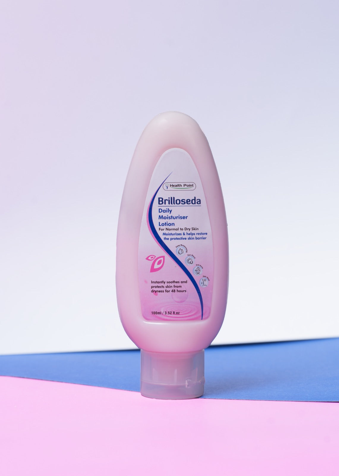 A Brilloseda Daily Moisturiser Lotion pink bottle