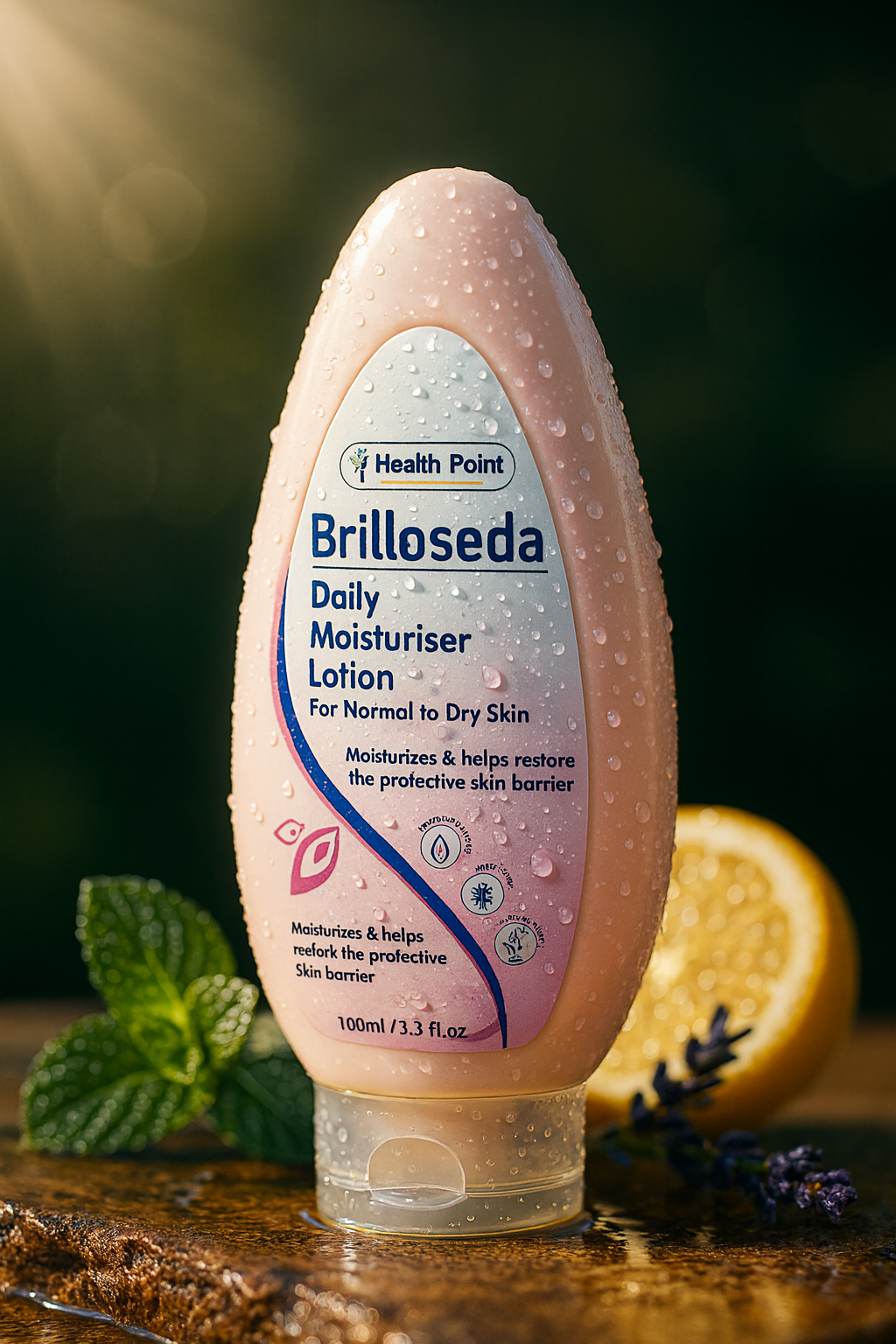 Brilloseda daily moisturizer lotion bottle for normal to dry skin providing deep hydration and skin barrier protection