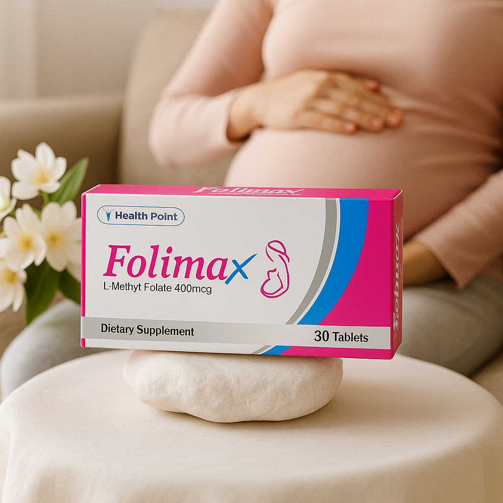 Folimax L-Methyl Folate dietary supplement pack with 30 tablets for prenatal care