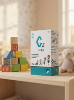 Gz Drops zinc and vitamin C box displayed on shelf