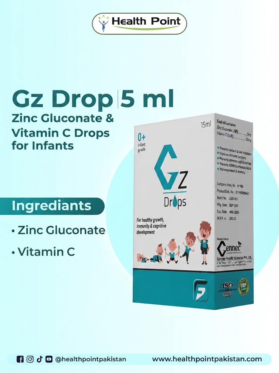 Gz Drop 15ml bottle and box for infant zinc supplementation