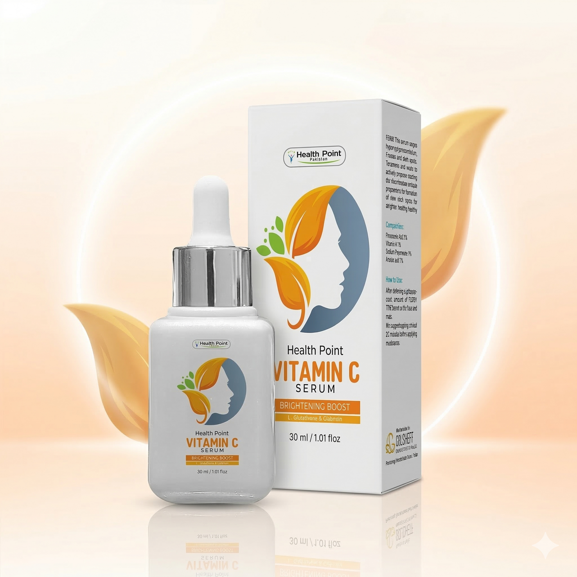 Health Point Vitamin C Serum brightening boost hero product image for glowing skin dark spots and uneven skin tone in Pakistan