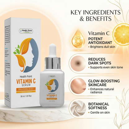 Health Point Vitamin C Serum with Vitamin C L-Glutathione and Glabridin for skin brightening glow and dark spot care in Pakistan