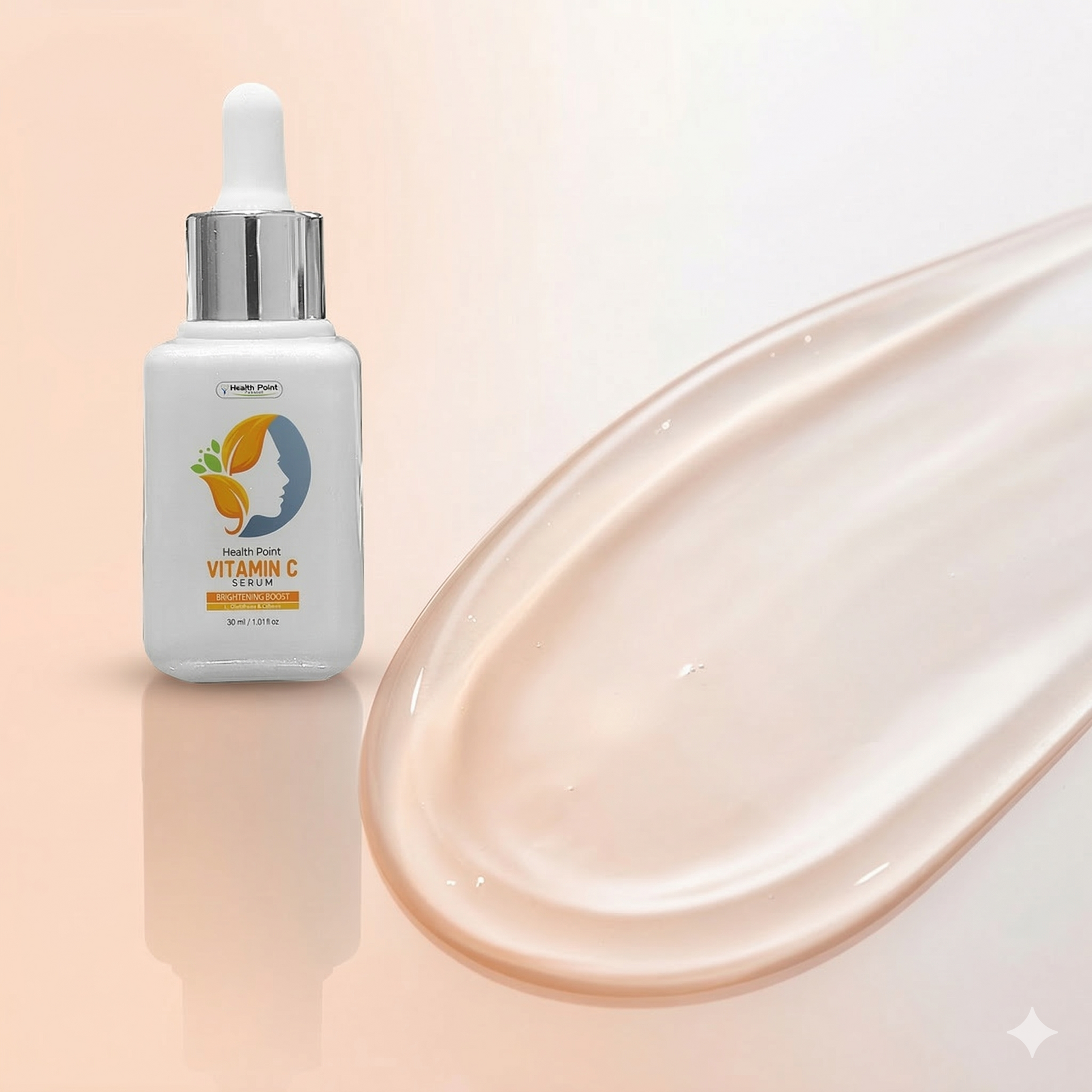 Health Point Vitamin C Serum lightweight smooth texture image showing brightening skincare formula for daily use