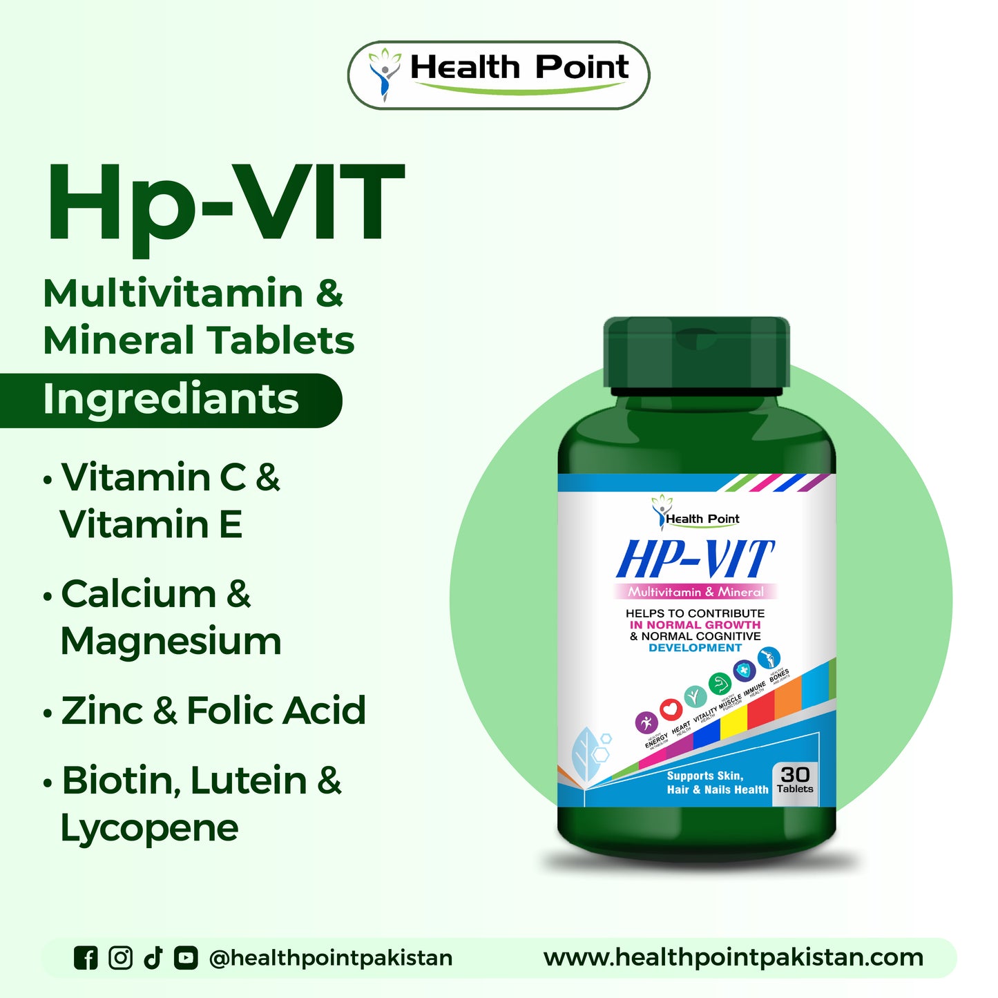 Daily multivitamin in Pakistan containing vitamins and minerals like Vitamin C, Zinc and Biotin for overall wellness