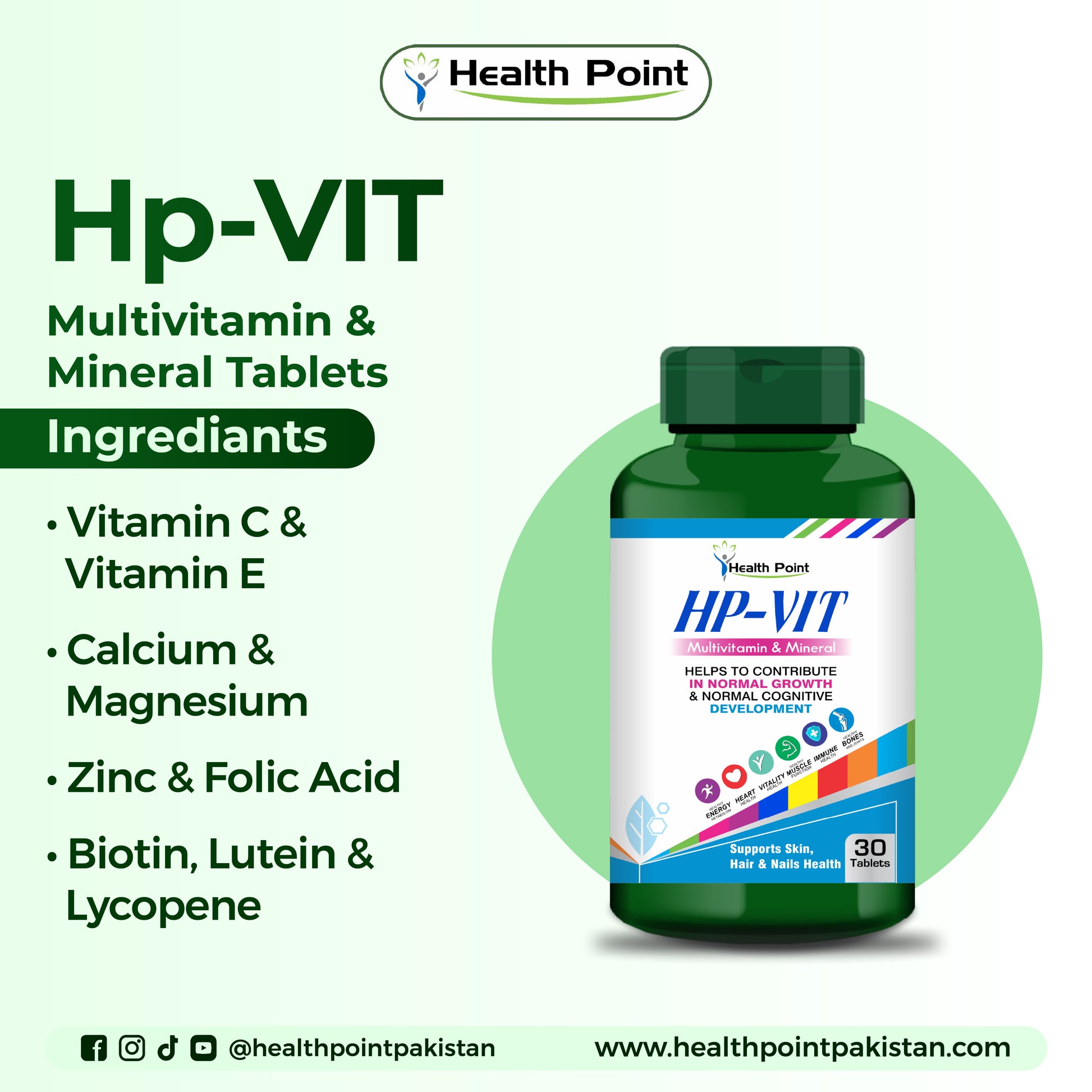 Daily multivitamin in Pakistan containing vitamins and minerals like Vitamin C, Zinc and Biotin for overall wellness
