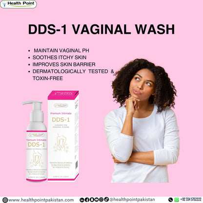 A girl remembering the Benefits of DDS-1 Vaginal Wash