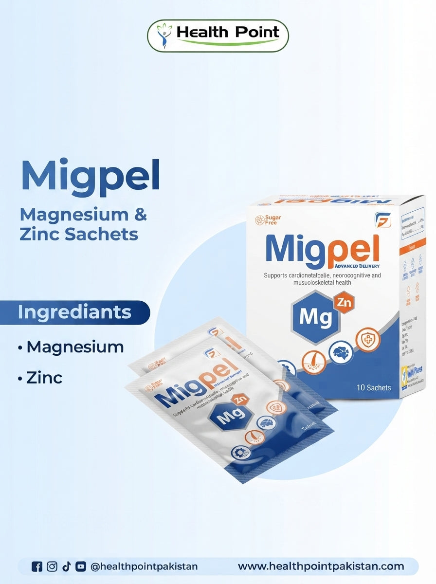 Migpel Magnesium & Zinc Sachets - Best Supplement for Immunity, Energy & Muscle Health in Pakistan