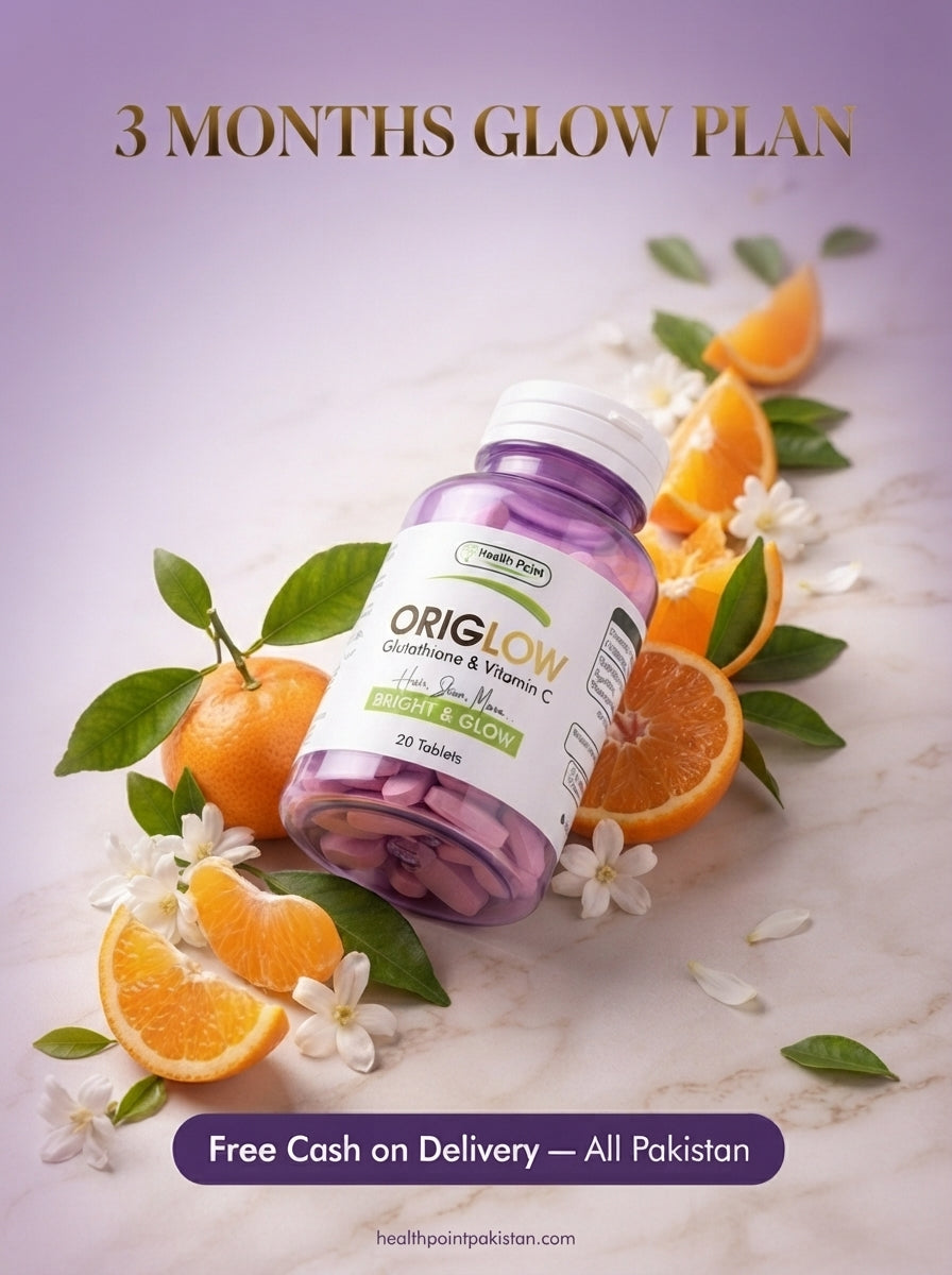 Origlow Glutathione & Vitamin C Supplement for Glowing Skin – Best Glutathione Tablets in Pakistan
