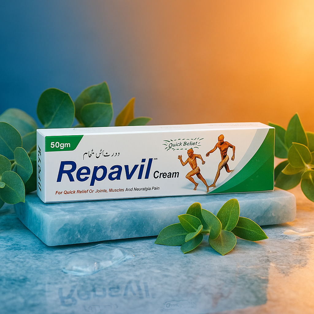 Health Point Repavil cream formulated with menthol, methyl salicylate and herbal oils for muscle relief