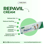 Repavil cream tube for joint and muscle pain relief, swelling reduction and flexibility support
