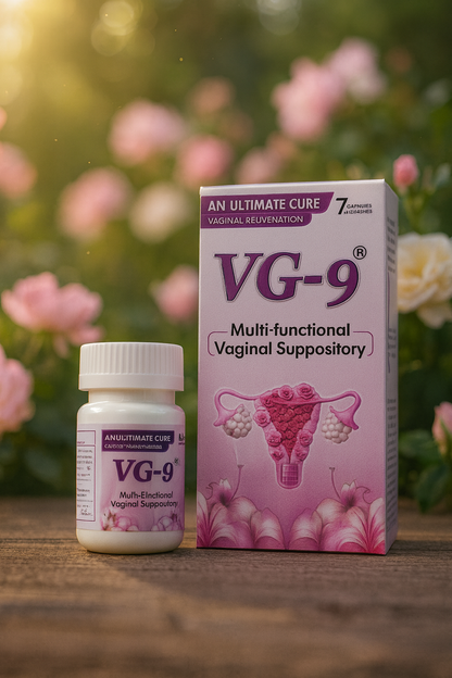 VG9 natural feminine care suppository supporting pH balance, freshness and intimate confidenc