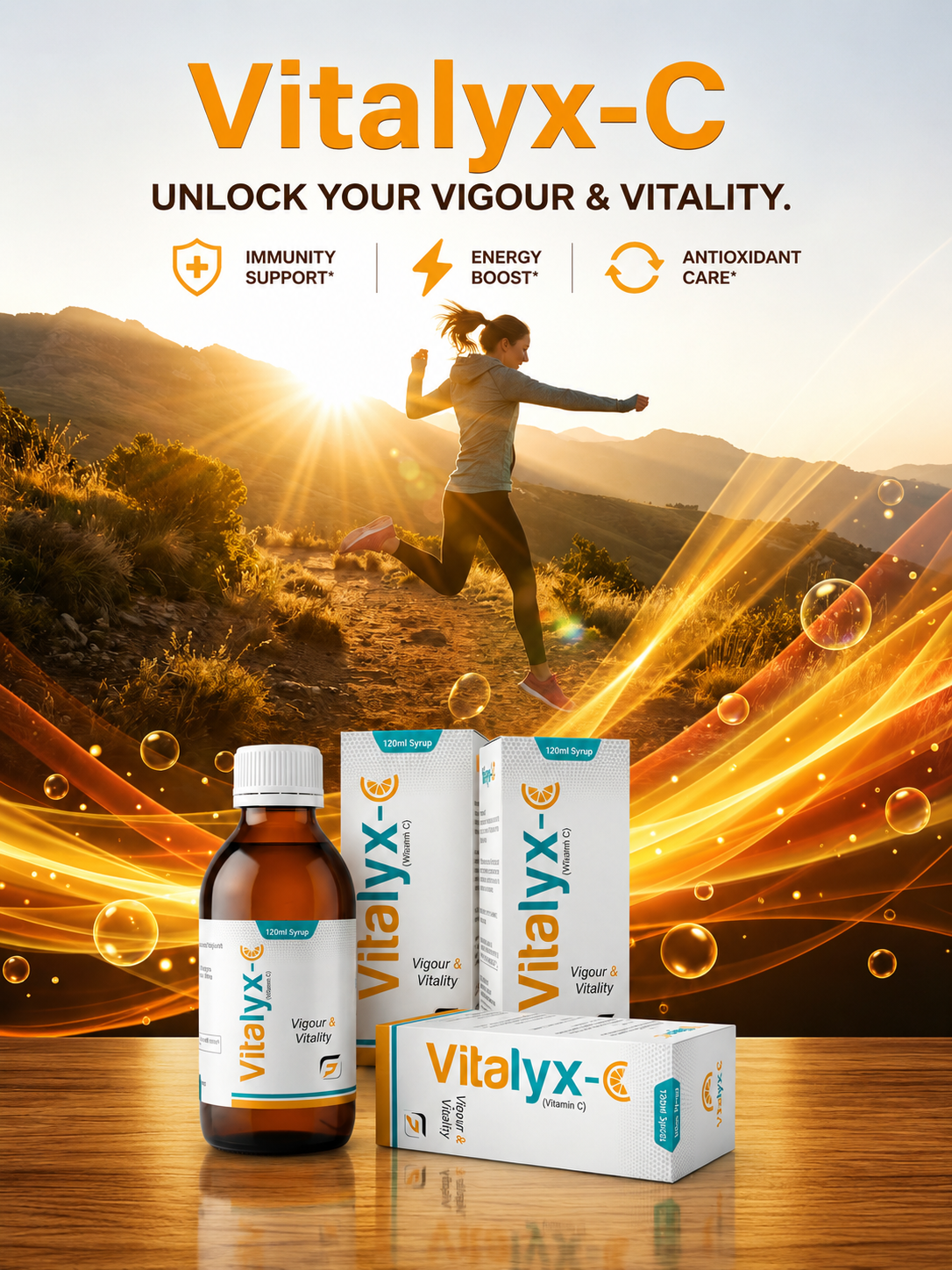 Vitalyx-C Vitamin C Syrup 120ML bottle and pack by Health Point Pakistan
