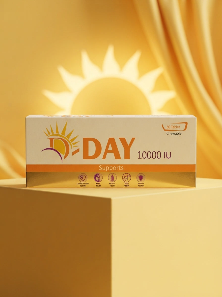 D Day Vitamin D3 10,000 IU Supplement - Best High-Potency Vitamin D3 in Pakistan for Bone & Immune Health