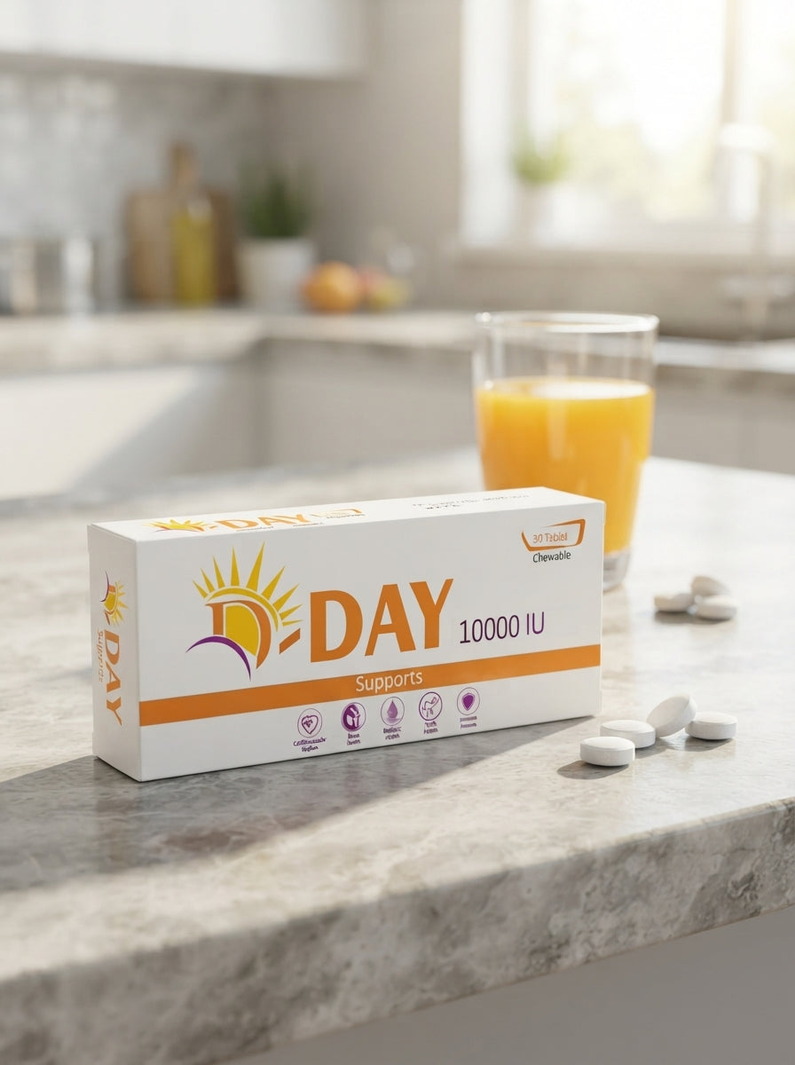 D Day Vitamin D3 10,000 IU Supplement - Best High-Potency Vitamin D3 in Pakistan for Bone & Immune Health
