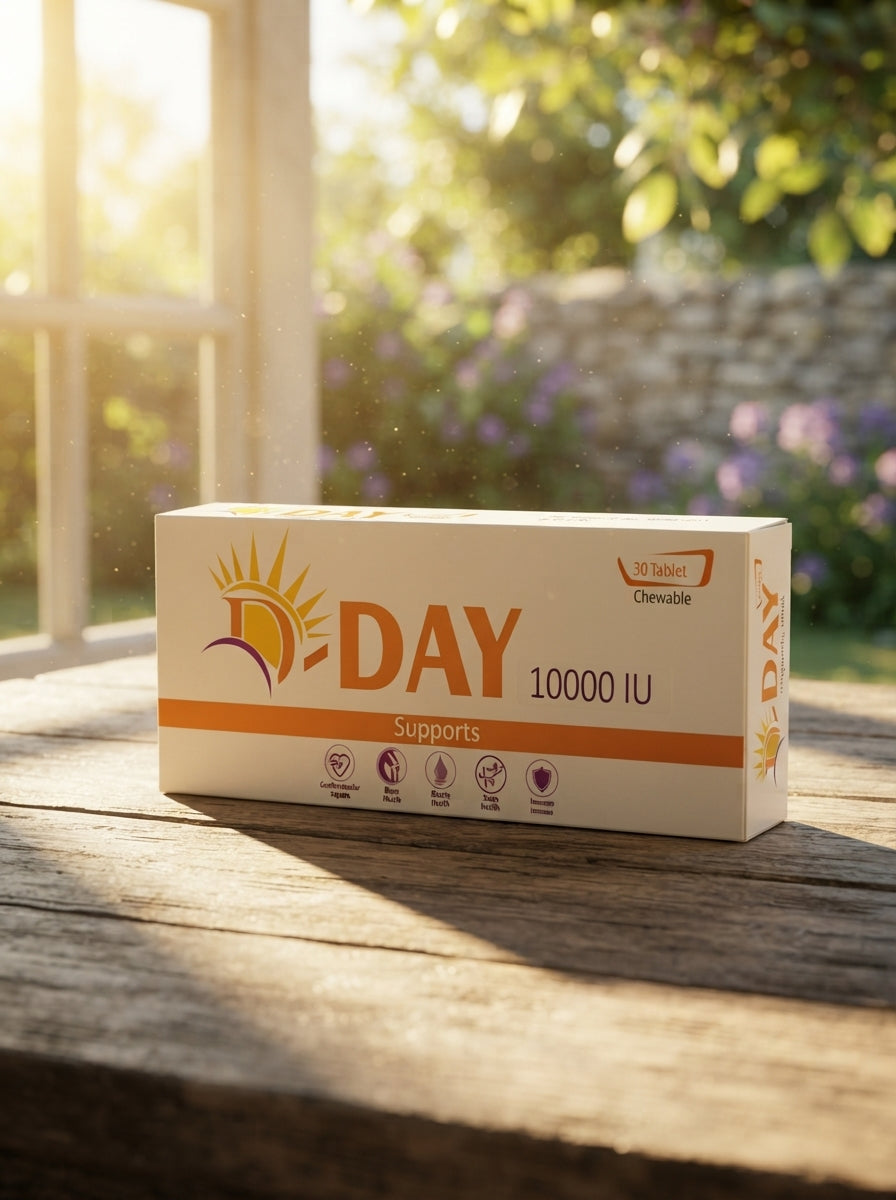 D Day Vitamin D3 10,000 IU Supplement - Best High-Potency Vitamin D3 in Pakistan for Bone & Immune Health