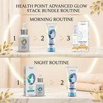 AM PM skincare routine image for Health Point Advanced Glow Stack pigmentation and glow bundle in Pakistan