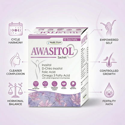 Awasitol Sachet problem solution image for PCOS support hormonal balance fertility support and women wellness in Pakistan