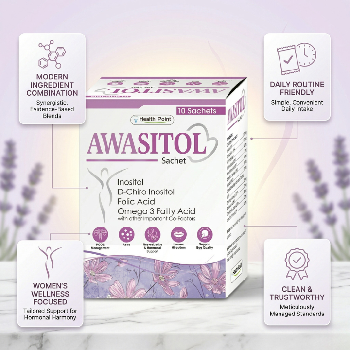 Awasitol Sachet trust quality image for premium women wellness and PCOS supplement support in Pakistan