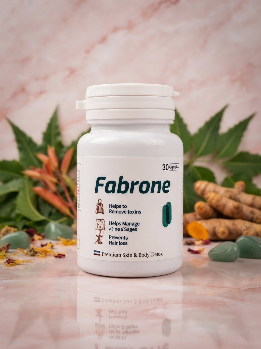 Fabrone herbal blood purifier capsules bottle for acne and glowing skin