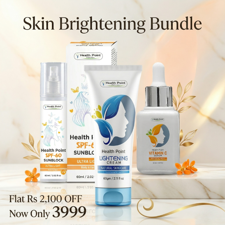 Health Point brightening skincare bundle with Lightening Cream, Vitamin C Serum and SPF 60 in Pakistan
