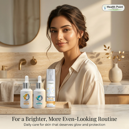 Lifestyle image for brighter even looking skin using Health Point Pigmentation Control Trio in Pakistan
