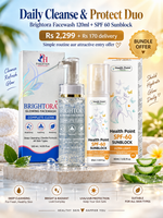 Health Point Daily Cleanse & Protect Duo with Brightora Facewash and SPF 60 Sunblock.