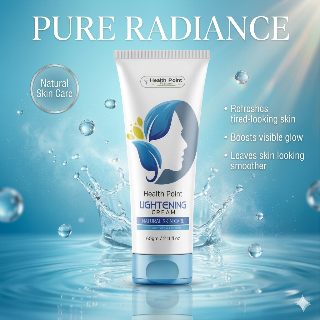 Health Point Lightening Cream 3D product packshot in Pakistan with glutathione and skin brightening formula for radiant, smooth, glowing-looking skin