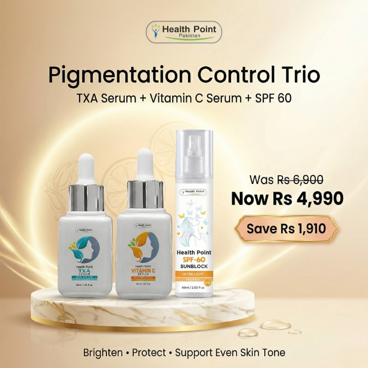 Health Point Pigmentation Control Trio bundle with TXA Serum Vitamin C Serum and SPF 60 offer image in Pakistan