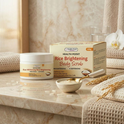 Health Point Rice Brightening Body Scrub lifestyle image for premium body care and smooth glowing skin
