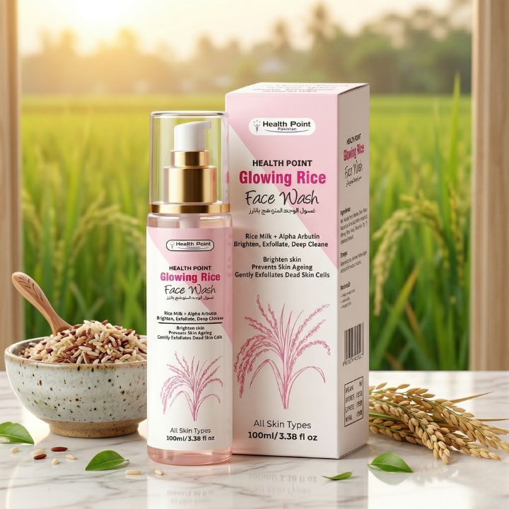 Health Point Glowing Rice Face Wash with Rice Milk and Alpha Arbutin ingredient benefit image