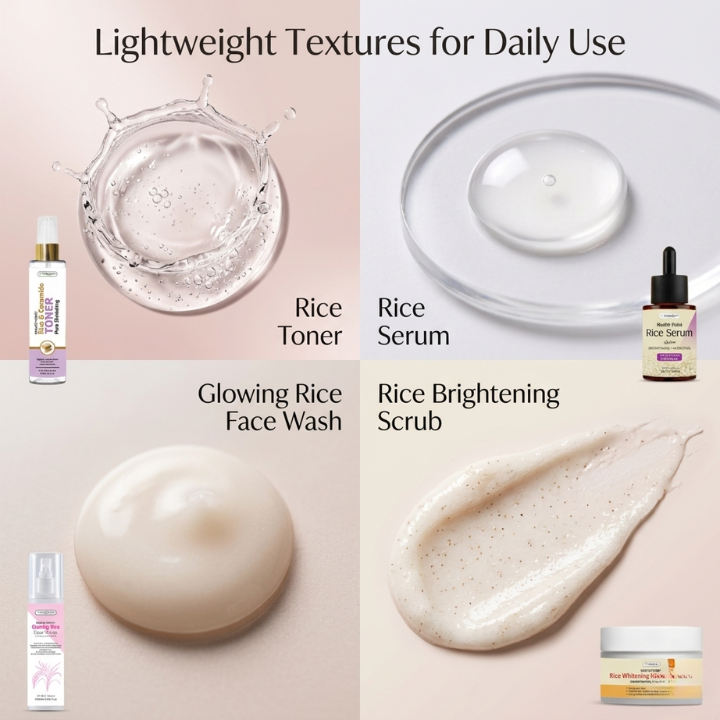 Health Point Rice Glow Kit | Rice Serum, Toner, Face Wash & Scrub