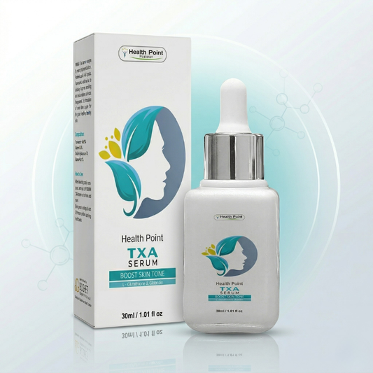 Health Point TXA Serum bottle – best serum for hyperpigmentation and dark spots in Pakistan with tranexamic acid, azelaic acid, vitamin A and hyaluronic acid