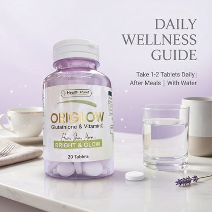 How to use Origlow Glutathione and Vitamin C tablets daily after meals with water