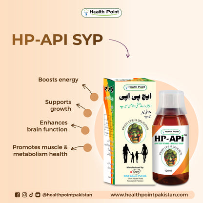 HP-API syrup in Pakistan highlighting benefits for energy, growth, brain function and metabolism health