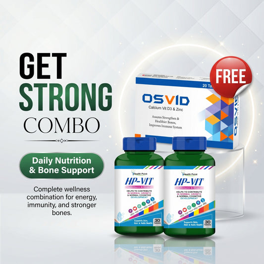 Health Point HP-Vit multivitamin and Osvid Calcium Vitamin D3 Zinc strong combo bundle for daily nutrition, immunity support, and healthy bones in Pakistan.