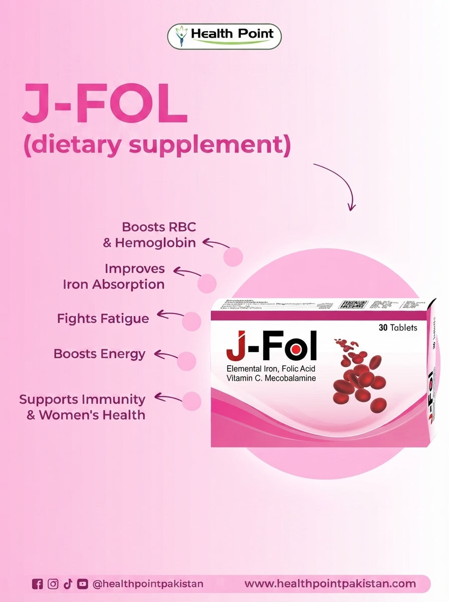 J-Fol supplement tablets for hemoglobin and red blood cell support