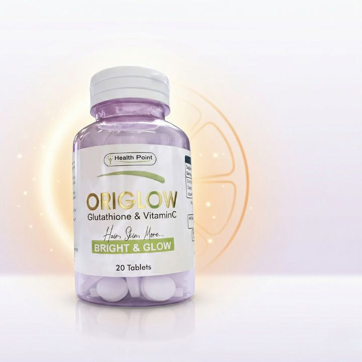 Origlow Glutathione and Vitamin C tablets by Health Point for bright and glowing skin in Pakistan