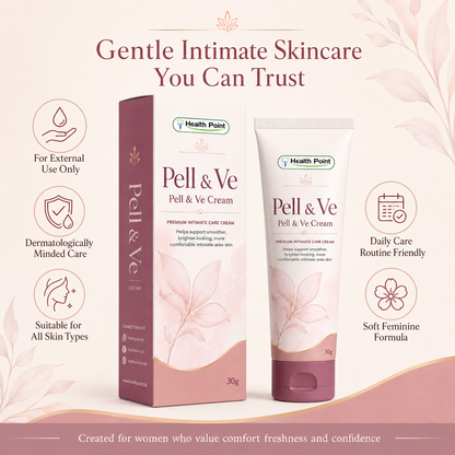 Pell and Ve Cream trust image by Health Point Pakistan showing gentle intimate skincare suitable for all skin types and daily care routine