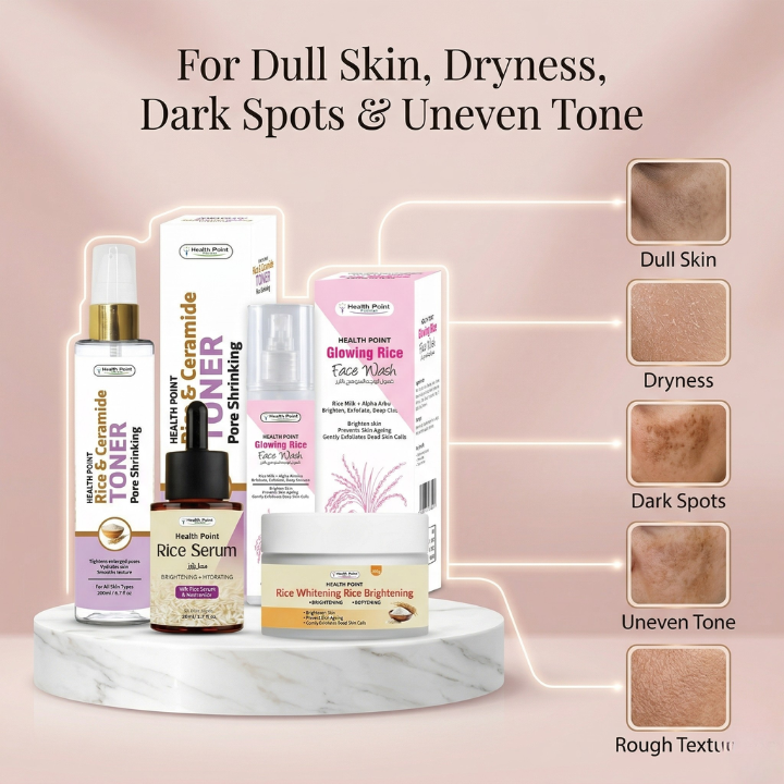 Rice Glow Bundle for dark spots dull skin dryness and uneven skin tone in Pakistan