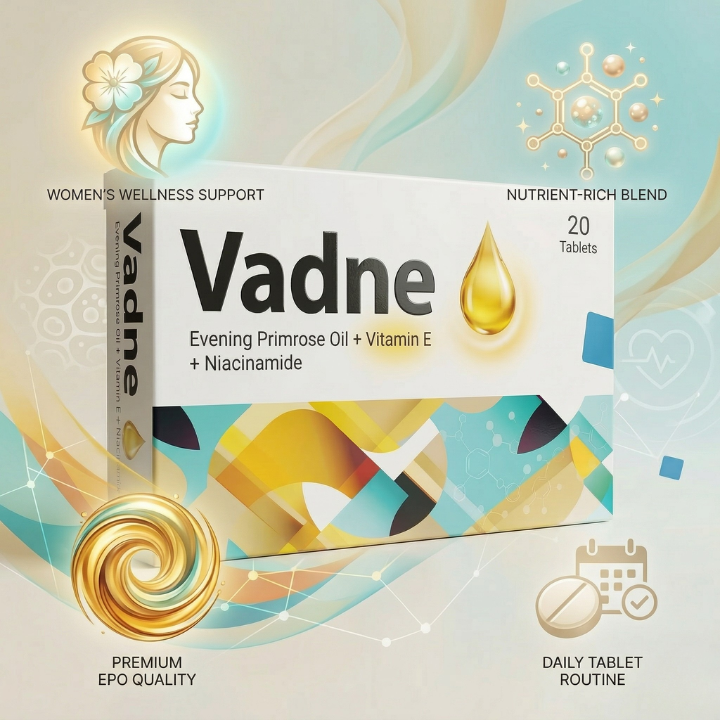 Vadne Tablets women’s wellness support image with premium evening primrose oil formula